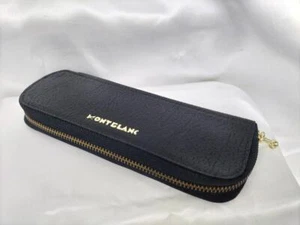 Montblanc Pen Case Pouch For 2 Black Zip Vintage Stationery Logo Portable - Picture 1 of 7