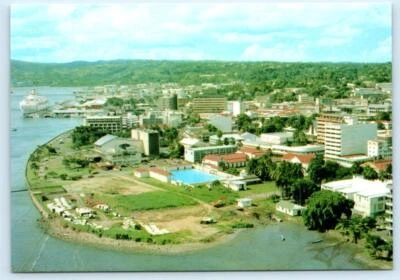 SUVA, FIJI ~ Aerial View OLYMPIC SWIMMING POOL & Development 4"x6"  Postcard - Image 1 of 2