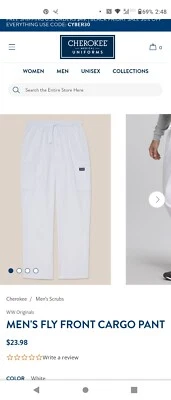 Pantalones exfoliantes de enfermería blancos XL Cherokee para hombre Foto 1 de 3