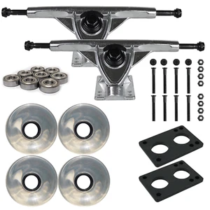 Longboard 181mm Reverse Kingpin Silver Trucks 76mm transparent Rollen mit Kugellagern & - Bild 1 von 4