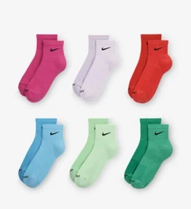Nike DRI-Fit Ankle Socks XL Lilac Blue Orange Green More EVERYDAY PLUS 6 Pair - Picture 1 of 9
