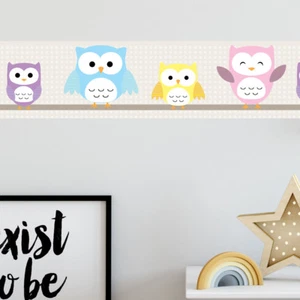 Wandkings Bordüre "Eulen" selbstklebend Kinderzimmer Flur Mädchen Girl Zimmer - Bild 1 von 3
