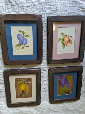 4 pinturas enmarcadas pinturas de frutas vintage - enmarcadas en marcos de madera de 10"X12" Foto 1 de 4