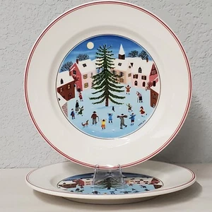 Juego de 2 platos de postre de 8 pulgadas Villeroy Boch Naif Navidad 1748 Luxemburgo - Imagen 1 de 4