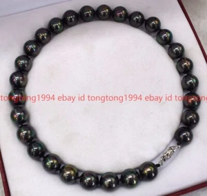 14mm Schwarze Regenbogen Muschelperle Runde Halskette(Nicht eine perle) - Bild 1 von 2
