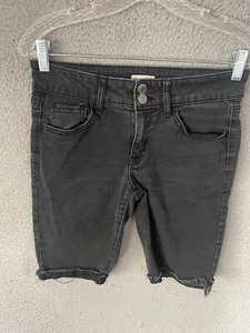 Girls Youth SO Black Stretchy Denim 4 Pocket Shorts Size 7 - Picture 1 of 8