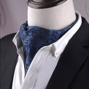 Schwarz & blau Paisley Ascot Krawatte - Bild 1 von 1