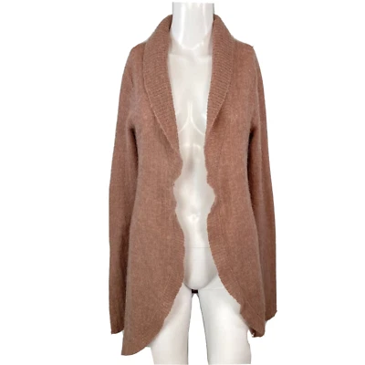 Кимчи синий кардиган женщин Sz M румяна бежевый шерсти трикотажа шаль воротник открытый свитер - Изображение 1 из 4