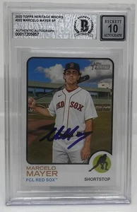 MARCELO MAYER SIGNED 2022 TOPPS HERITAGE SP BASEBALL CARD BECKETT BAS 10 AUTO - Picture 1 of 2