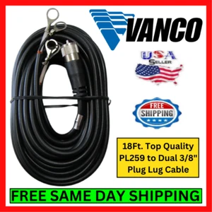 Vanco PLL18 CB Antennenkabel Co-Phase PL259 auf 3/8" Stecker Kabelschuhe Paar 95% Geflecht Kit - Bild 1 von 6