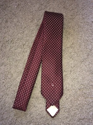 "Corbata geométrica vintage Christian Dior Cravates borgoña para hombre 3"" x 54""" Foto 1 de 4