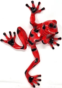 Arte de pared escultural de resina colorida escalada rana árbol roja decoración colgante Mayrich - Imagen 1 de 8