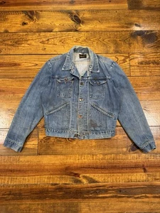 Vintage 60s Wrangler Denim Trucker Jacket Sanforized USA 42 Light Wash Worn Fade - Bild 1 von 19