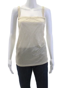 Chanel Womens Sparkly Square Neck Pullover Tank Top Blouse Cream Size 42 - Picture 1 of 8
