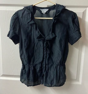 White House Black Market Bluse Chiffon Top Damen Small Party Witchycore V-Ausschnitt - Bild 1 von 7