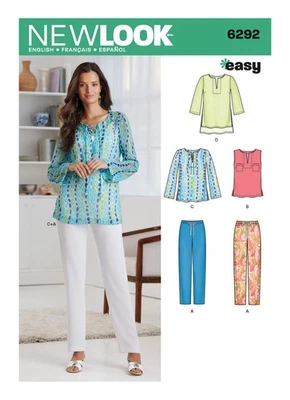 NEW LOOK 6292 MISSES' TUNIC TOP PULL ON TROUSERS Sewing pattern Sizes 10-22 - Image 1 of 4