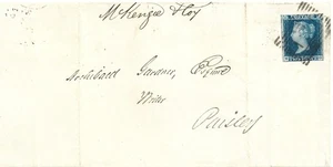 GB 1845 2d Blue Pl.3 3 Margins on Wrapper with Edinburgh 131 Numeral to Paisley - Picture 1 of 2