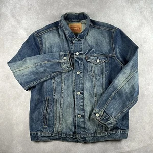 Chaqueta de Camionero Levi's Tipo 3 Denim Desteñida Desgastada Grunge Lavado Oscuro Para Hombre XL - Imagen 1 de 14