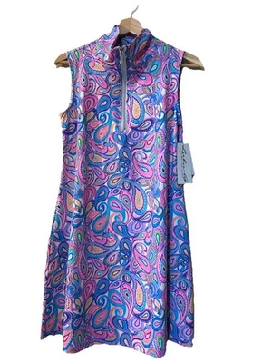 Lulu-B Women Athletic Dress Collared Paisley Print Golf Sz M UPF 50+ NWT 1/4 Zip - Image 1 of 4