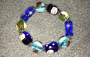 NEU Kate & Macy Glasperlen Stretch Weihnachten Schneemann Winter Armband - Bild 1 von 5