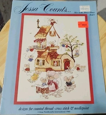 Jessa Counts "MICE IN THE MOUSE HOUSE 1" Shoe Cross Stitch Pattern Leaflet OOP - Image 1 of 2
