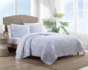 Tommy Bahama - King Quilt Set, Reversible Cotton Bedding King, Makena Blue - Picture 1 of 8