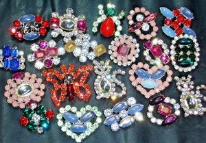 20x ART DECO VINTAGE RHINESTONE GLASS CZECH BUTTONS ON SEWING T133 - Picture 1 of 3