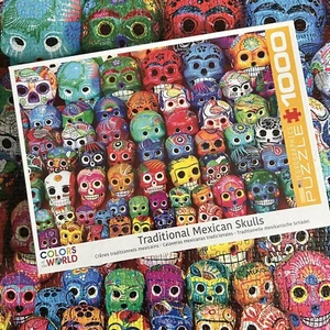 Eurographics Traditional Mexican Skulls 1000 Piece Puzzle Complete - Picture 1 of 14