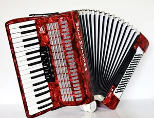 NEW Weltmeister Achat 80 Bass Piano Accordion made in Germany, Straps Case, Red - Picture 1 of 9