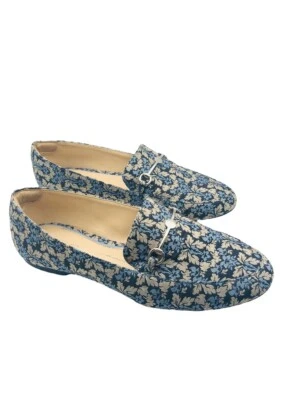 Gianni Bini Tapestry Ballet Flat Shoe 6.5M Blue Silver Metal Buckle - Image 1 of 4