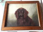 IRISH WATER SPANIEL OIL ON BOARD DOG PAINTING