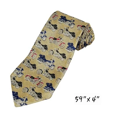 Robert Talbott Best of Class Silk Tie Mens Gold Motorcycle Biker Woven Hand Sewn - Image 1 of 4