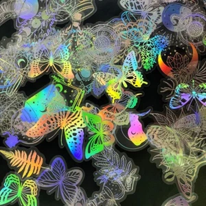 50pcss Holographic Glitter Stickers,Butterfly sticker - Picture 1 of 1