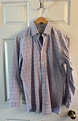 Camisa de vestir Ted Baker Endurance para hombre azul rosa a cuadros - 15,5 32/33 Foto 1 de 4