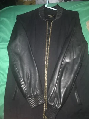 Chaqueta Topman Nick Grimshaw Negra Cuero Premium Mangas Longline Foto 1 de 2
