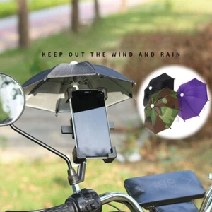 Bicycle Mobile Phone Holder Polyester Umbre Mini Sunshade Umbrella Automatic - Picture 1 of 21