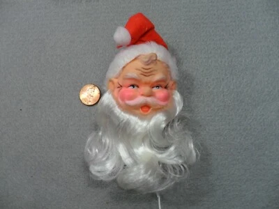 Vinyl Santa Head with Red Felt Hat - Hong Kong - Vintage - Image 1 of 4