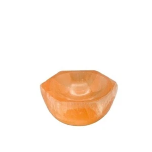Orange Selenite Hexagon Bowl 3 Inch Crystal Dish Peach Red Selenite Stone - Picture 1 of 9