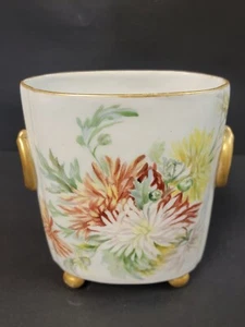 VINTAGE GUERIN LIMOGES PORCELAIN HP CACHEPOT VASE DESK CACHE POT - Picture 1 of 9
