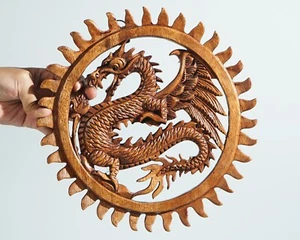 Wooden Dragon Statue, Wall Decor, Chinese Dragon, Mystical Animal, Best Gift - Picture 1 of 9