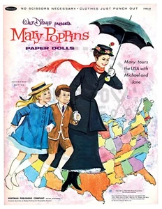 1966 MARY POPPINS TOURS THE USA WITH MICHAEL AND JANE PAPER DOLLS - Picture 1 of 11