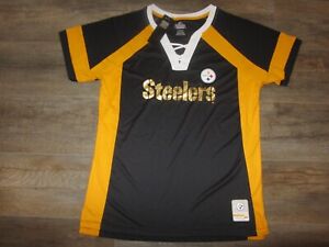 NWT Pittsburgh Steelers Majestic Women's NFL Football Jersey Shirt XL Black Team