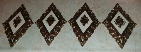 Vtg Syroco Gold Diamond Shaped Coat of Arms Crests Wall Hanging Plaques Set of 4 Cover