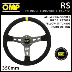 VOLANTE OD/2055/N OMP RS 350mm in pelle scamosciata nera con raggi in alluminio - Foto 1 di 18
