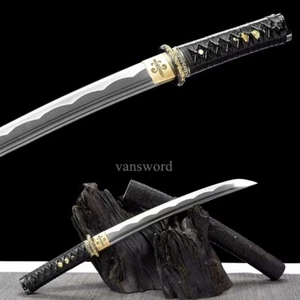 Mini cuchillo espada samurai japonés Tanto 1095 acero al carbono negro Full Tang afilado. - Imagen 1 de 10