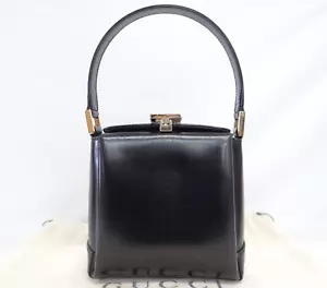 GUCCI Mini Hand Bag G Logo Leather Black Italy 31210300100 h - Picture 1 of 19