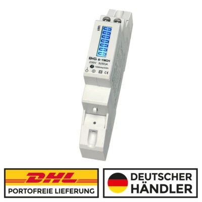 ***PORTOFREI*** digitaler 1Ph. Stromzähler 230V 5(50)A LCD, S0 für Hutschiene - Bild 1 von 4