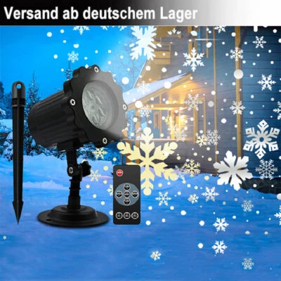 Weihnachten Licht LED Laser Schneeflocken Projektor Outdoor Xmas Garten Lampe DE - Bild 1 von 4