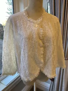 vintage marks and spencers st michael lingerie 1950's bed jacket white lace - Picture 1 of 8