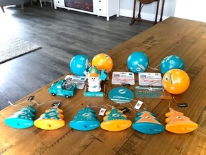 LOT OF 15 NFL MIAMI DOLPHINS TEAM HOLIDAY CHRISTMAS FOOTBALL ORNAMENTS SET NWT - Picture 1 of 15